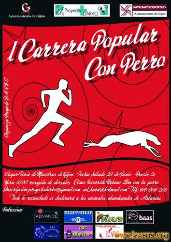 Cartel 1&ordf; Carrera Popular con perro de Asturias